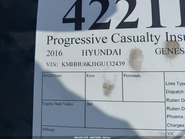 KMHHU6KJ1GU132439 Hyundai g 3.8 gdi lambda ii