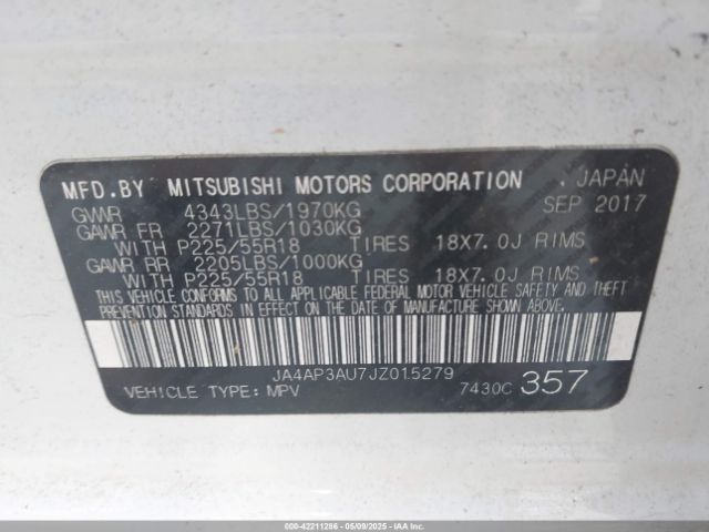 2018 MITSUBISHI OUTLANDER SPORT JA4AP3AU7JZ015279 Photo 8