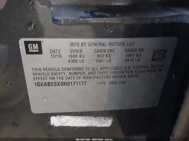 1G6AB5SX8H0171177 Cadillac ATS LUXURY