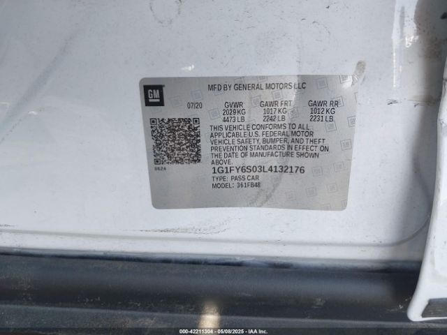 1G1FY6S03L4132176 Chevrolet Bolt Ev Fwd Lt