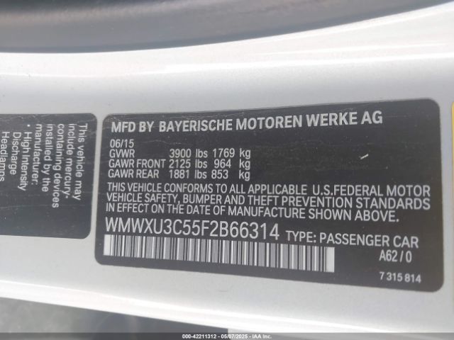 2015 MINI HARDTOP WMWXU3C55F2B66314 Photo 8