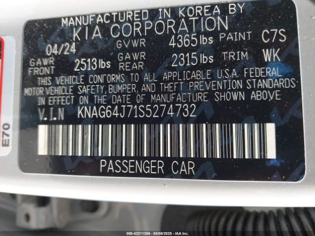 KNAG64J71S5274732 KIA K5 Gt-line