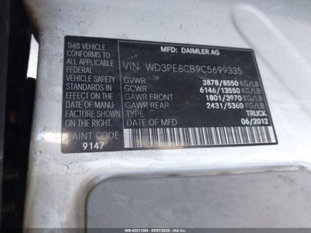 2012 MERCEDES-BENZ SPRINTER 2500 WD3PE8CB9C5699335 Photo 8