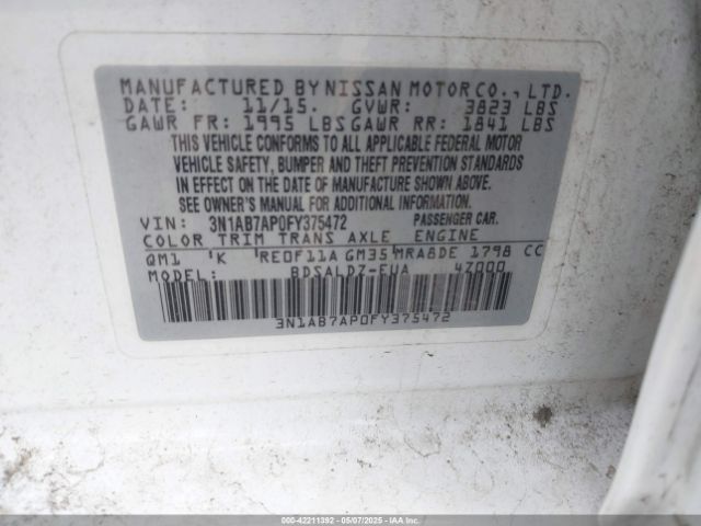 3N1AB7AP0FY375472 Nissan SENTRA SV