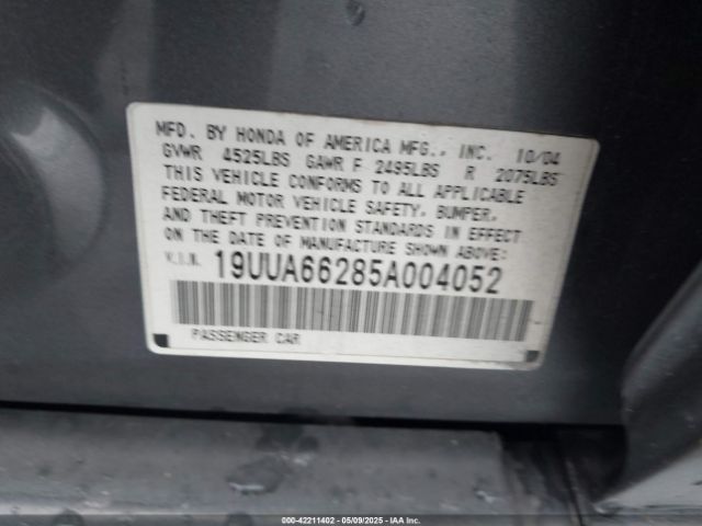 2005 ACURA TL 19UUA66285A004052 Photo 8