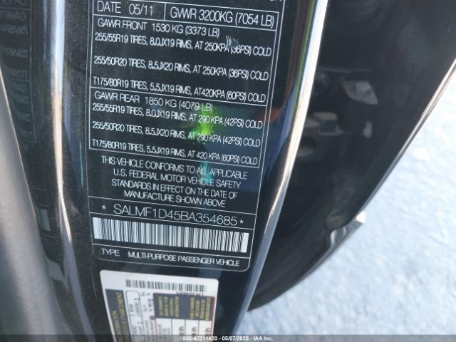 2011 LAND ROVER RANGE ROVER SALMF1D45BA354685 Photo 8