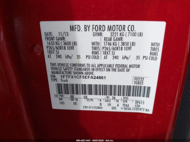 2014 FORD F-150 1FTFX1CF5EFA24861 Photo 8