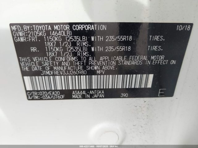 JTMDFREV3JJ260980 Toyota Rav4 Limited