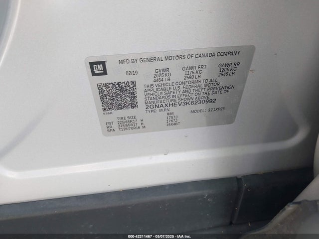Chevrolet EQUINOX LS 2019 2GNAXHEV3K6230992 Image 9