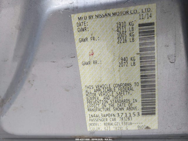 1N4AL3AP0FN371153 Nissan Altima
