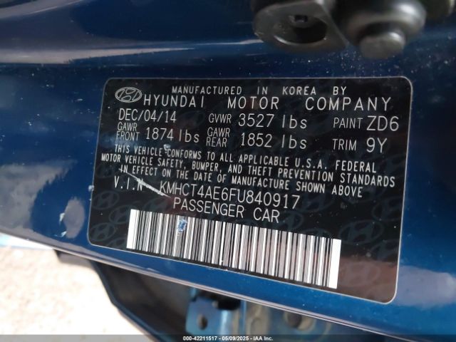 KMHCT4AE6FU840917 Hyundai ACCENT GLS
