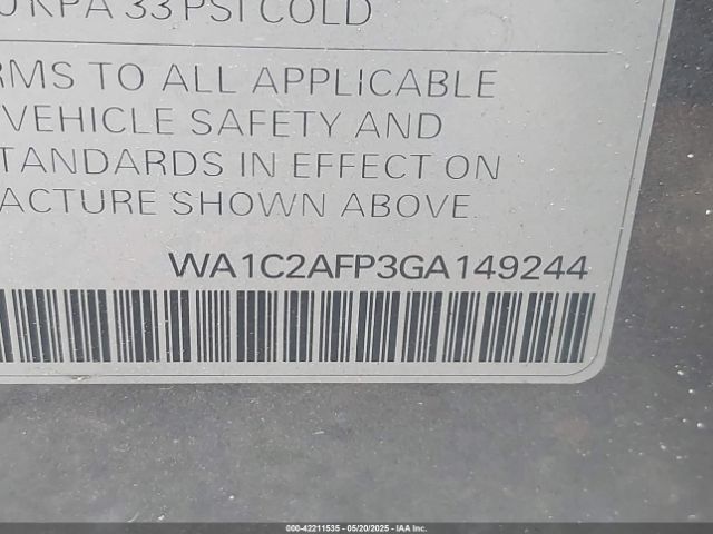 WA1C2AFP3GA149244 Audi Q5 2.0t Premium
