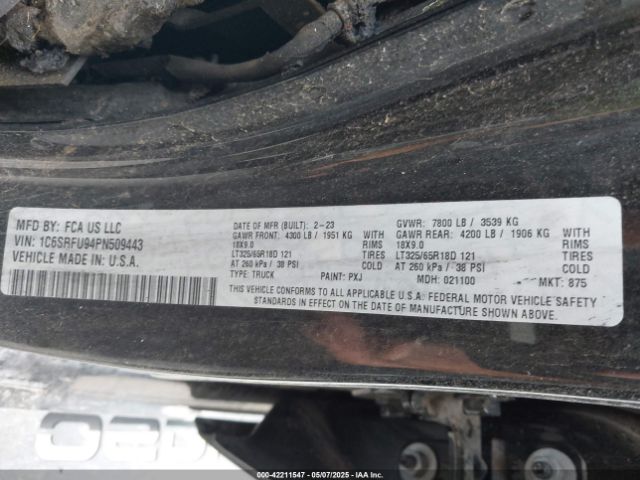 1C6SRFU94PN509443 RAM 1500 Trx  4x4 5'7 Box