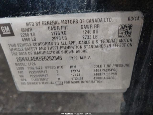 2GNALAEK5E6282346 Chevrolet EQUINOX LS