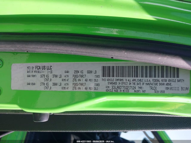 3C6JR6DT7GG217124 RAM 1500