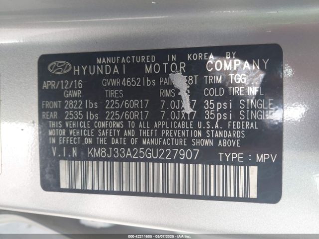 KM8J33A25GU227907 Hyundai Tucson Eco