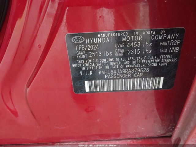 KMHL64JA9RA379626 Hyundai SONATA SEL