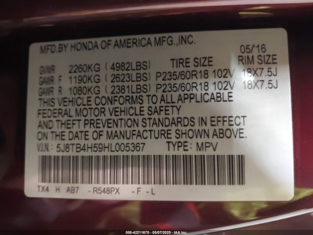 2017 ACURA RDX 5J8TB4H59HL005367 Photo 8