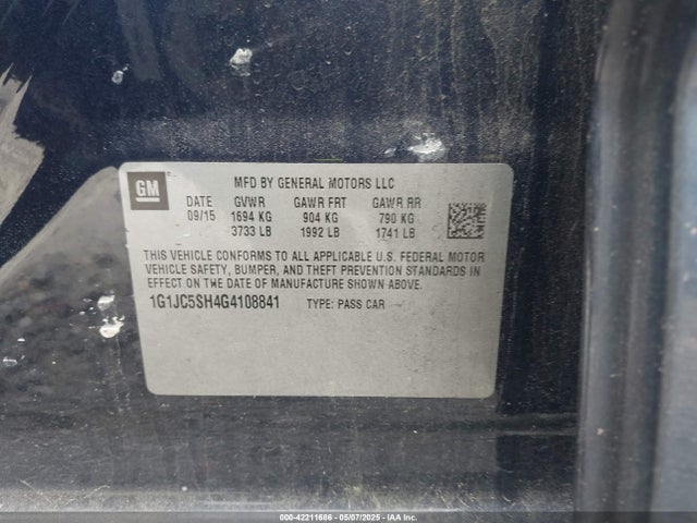 1G1JC5SH4G4108841 Chevrolet luw - e85 max