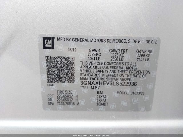 3GNAXHEV3LS522936 Chevrolet Equinox Fwd Ls