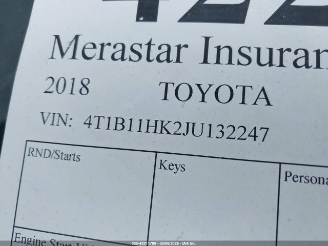 4T1B11HK2JU132247 Toyota CAMRY SE