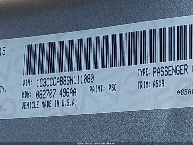 1C3CCCAB8GN111080 Chrysler 200 Limited