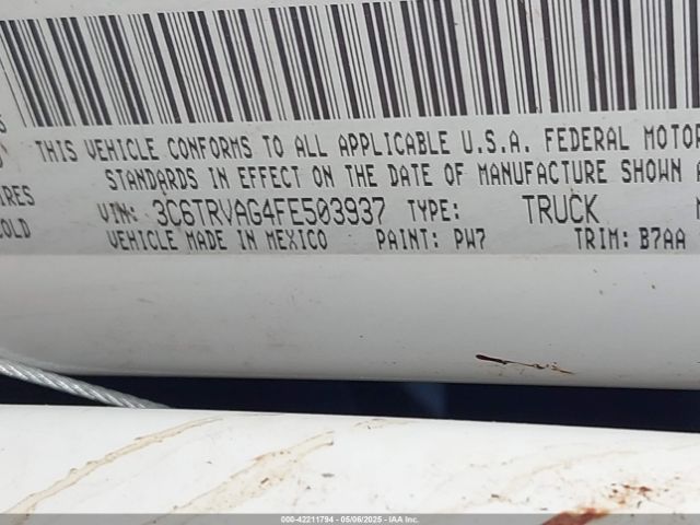 3C6TRVAG4FE503937 RAM Promaster 1500 Low Roof