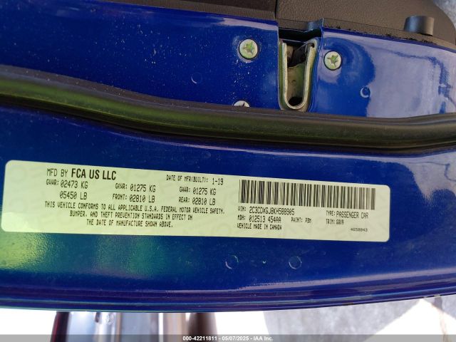 2C3CDXGJ8KH588905 Dodge Charger Scat Pack Rwd