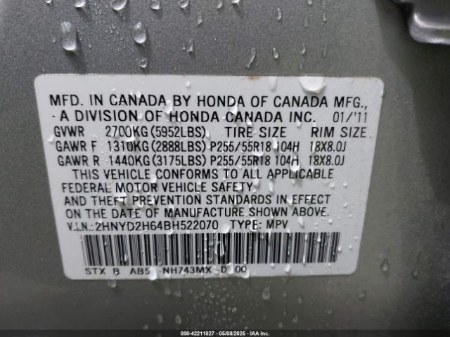2011 ACURA MDX 2HNYD2H64BH522070 Photo 8