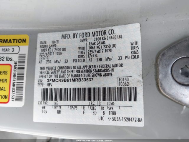 3FMCR9B61MRB33537 Ford Bronco Sport Big Bend