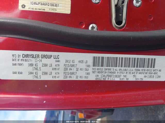 1C4NJPBA6FD186307 Jeep Patriot Altitude Edition