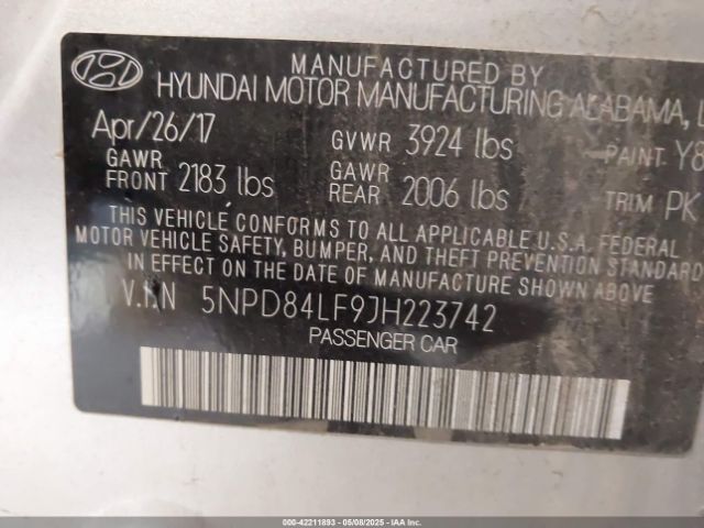 5NPD84LF9JH223742 Hyundai Elantra Value Edition