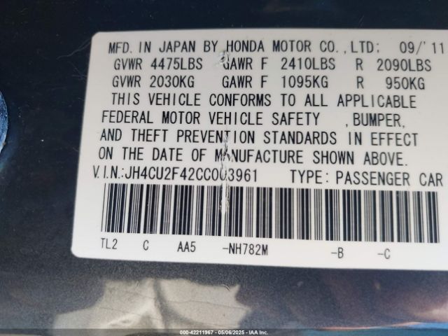 2012 ACURA TSX JH4CU2F42CC003961 Photo 8