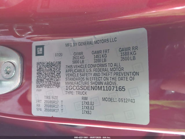 1GCGSDEN0M1107165 Chevrolet lgz - di, vvt, alum, var2, gen 2