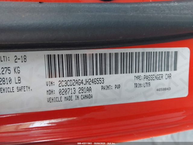 2018 DODGE CHALLENGER 2C3CDZAG4JH246553 Photo 8
