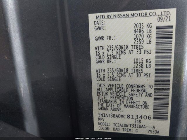 2021 NISSAN ROGUE 5N1AT3BA0MC813406 Photo 8