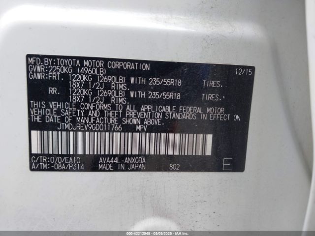 JTMDJREV9GD011766 Toyota Rav4 Hybrid Limited