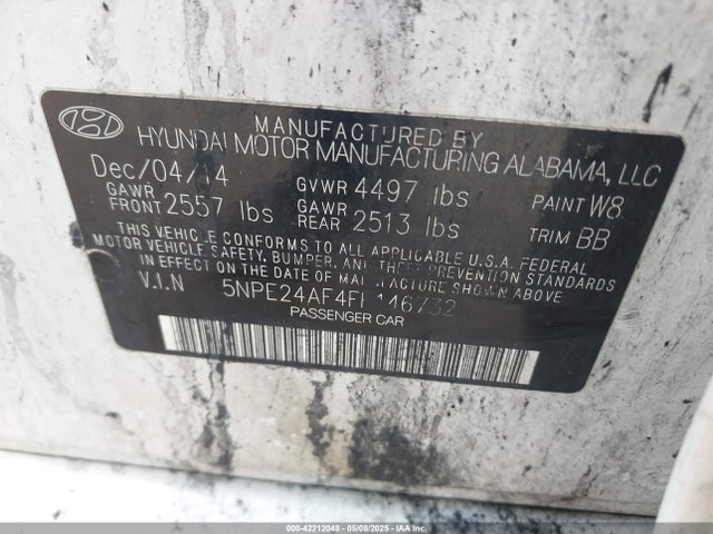5NPE24AF4FH146732 Hyundai SONATA SE