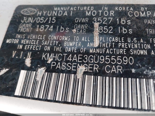 KMHCT4AE3GU955590 Hyundai dohc gdi gamma