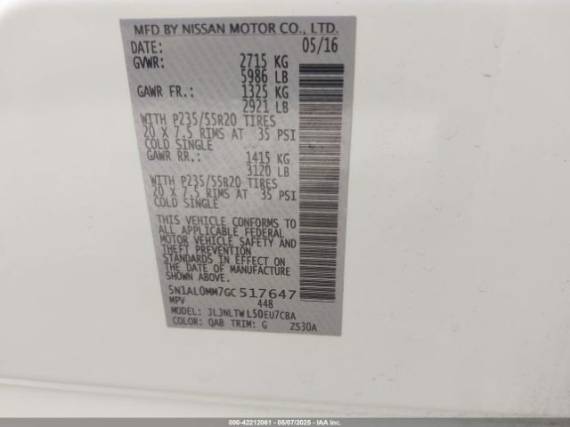 5N1AL0MM7GC517647 Infiniti QX60