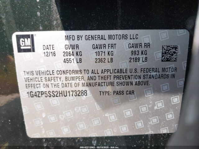 1G4ZP5SS2HU173288 Buick Lacrosse Essence