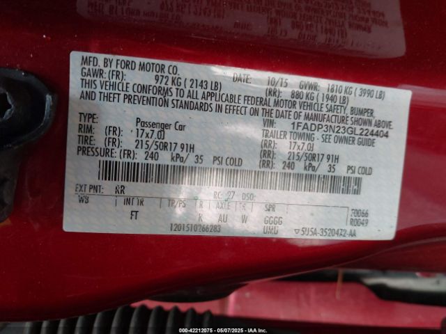 1FADP3N23GL224404 Ford Focus Titanium