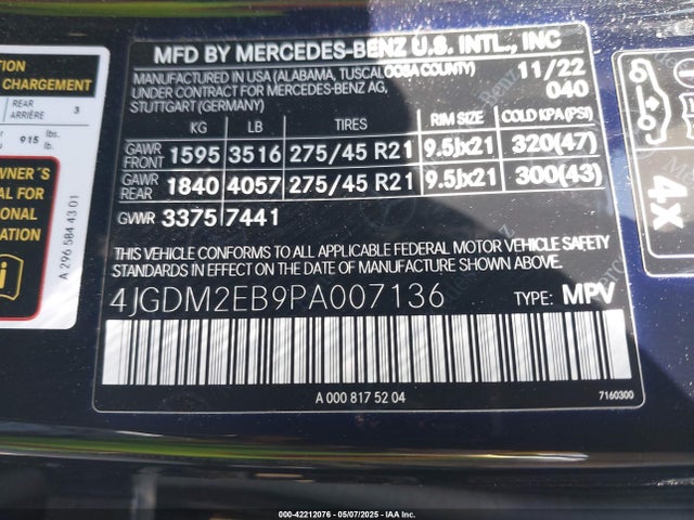 Mercedes-Benz ed 2023 4JGDM2EB9PA007136 Image 9