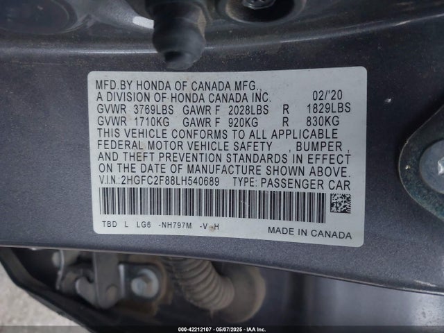 2HGFC2F88LH540689 Honda k20c2