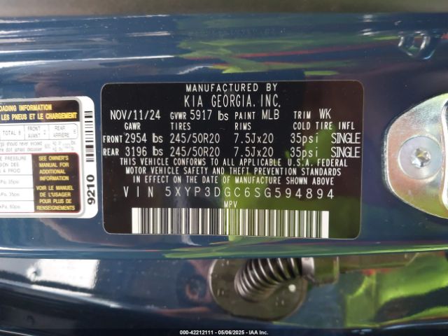5XYP3DGC6SG594894 KIA Telluride Ex