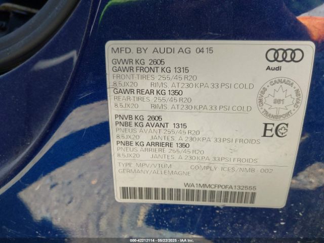 2015 AUDI Q5 WA1MMCFP0FA132555 Photo 8