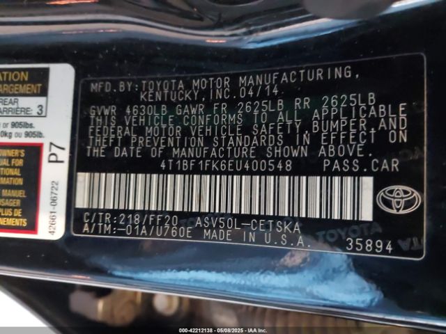 4T1BF1FK6EU400548 Toyota CAMRY SE