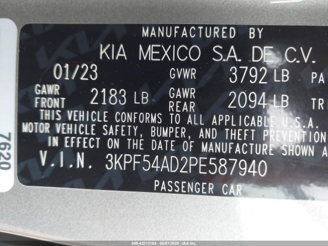 3KPF54AD2PE587940 KIA Forte Gt-line
