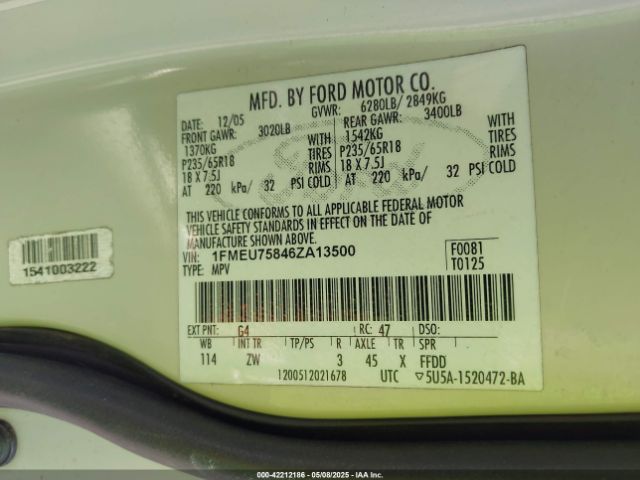 2006 FORD EXPLORER 1FMEU75846ZA13500 Photo 8