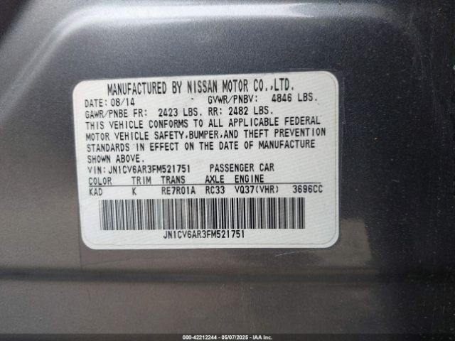 JN1CV6AR3FM521751 Infiniti Q40